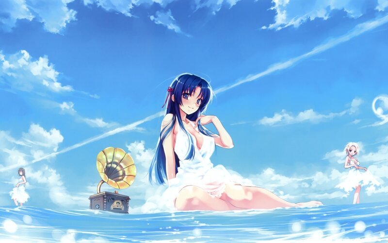 Anime girls at the beach