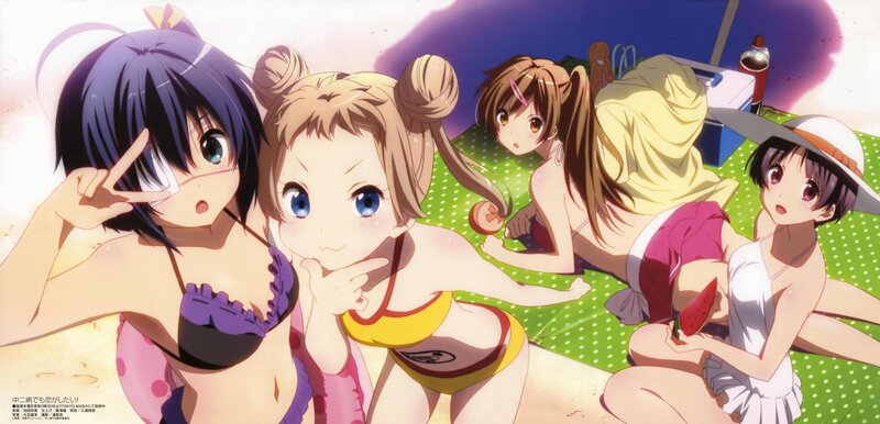 anime girls at the beach