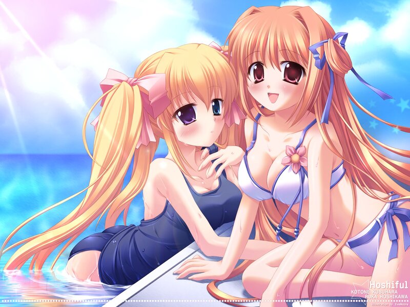 Anime girls at the beach