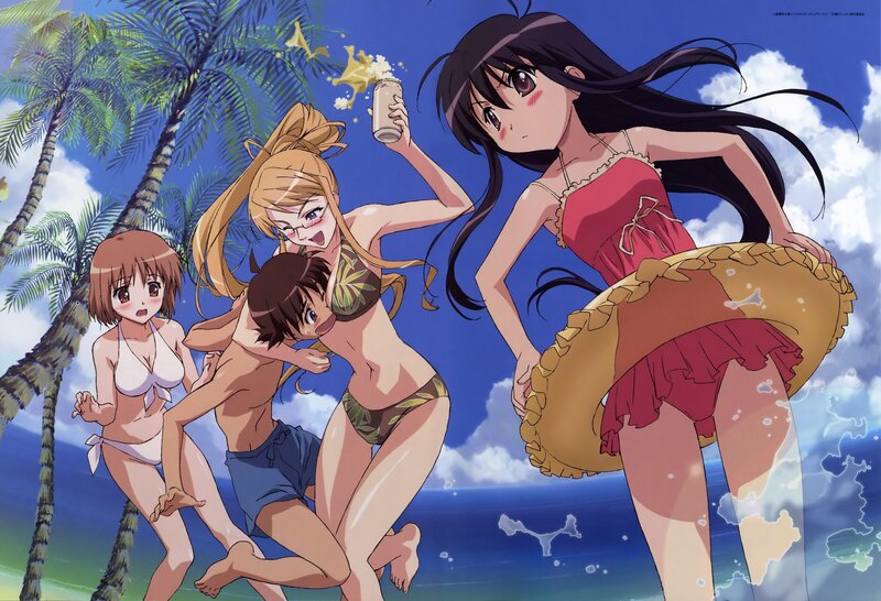 anime girls at the beach