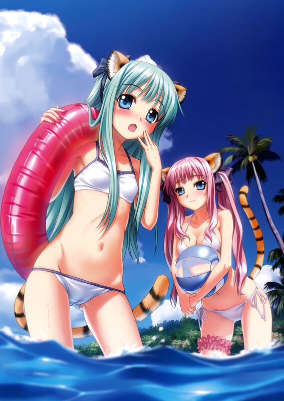 Anime girls at the beach