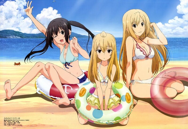 Anime girls at the beach