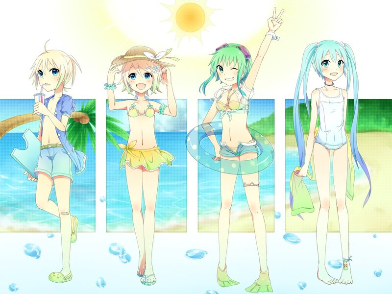 Anime girls at the beach