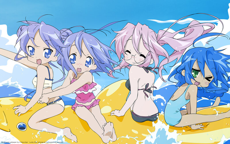 anime girls at the beach