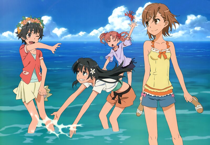 Anime girls at the beach