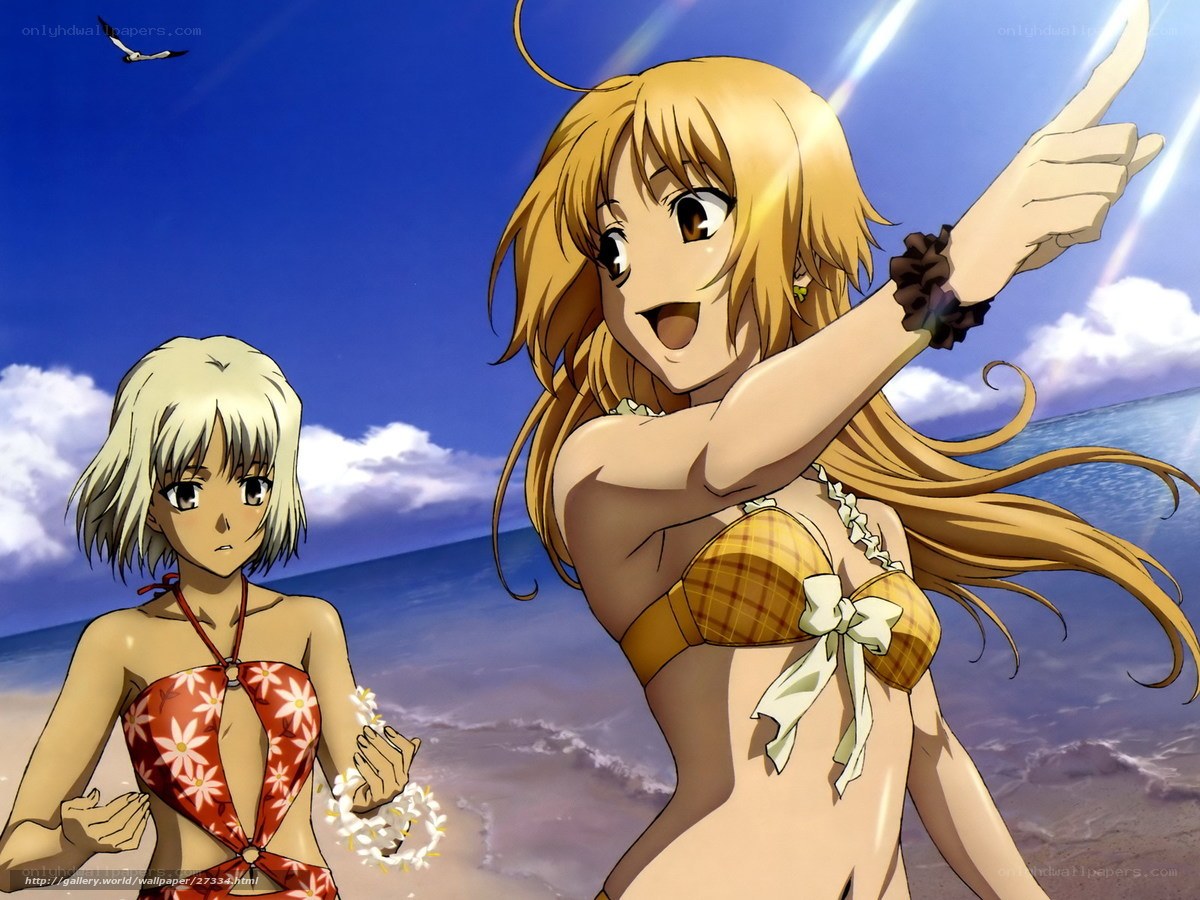 Anime girls at the beach