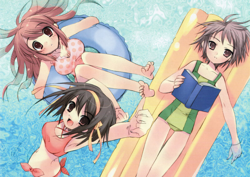 anime girls at the pool
