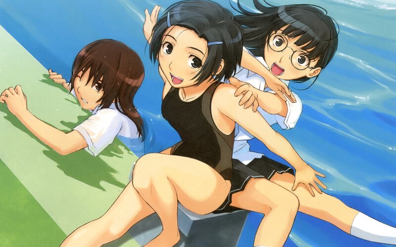 anime girls at the pool
