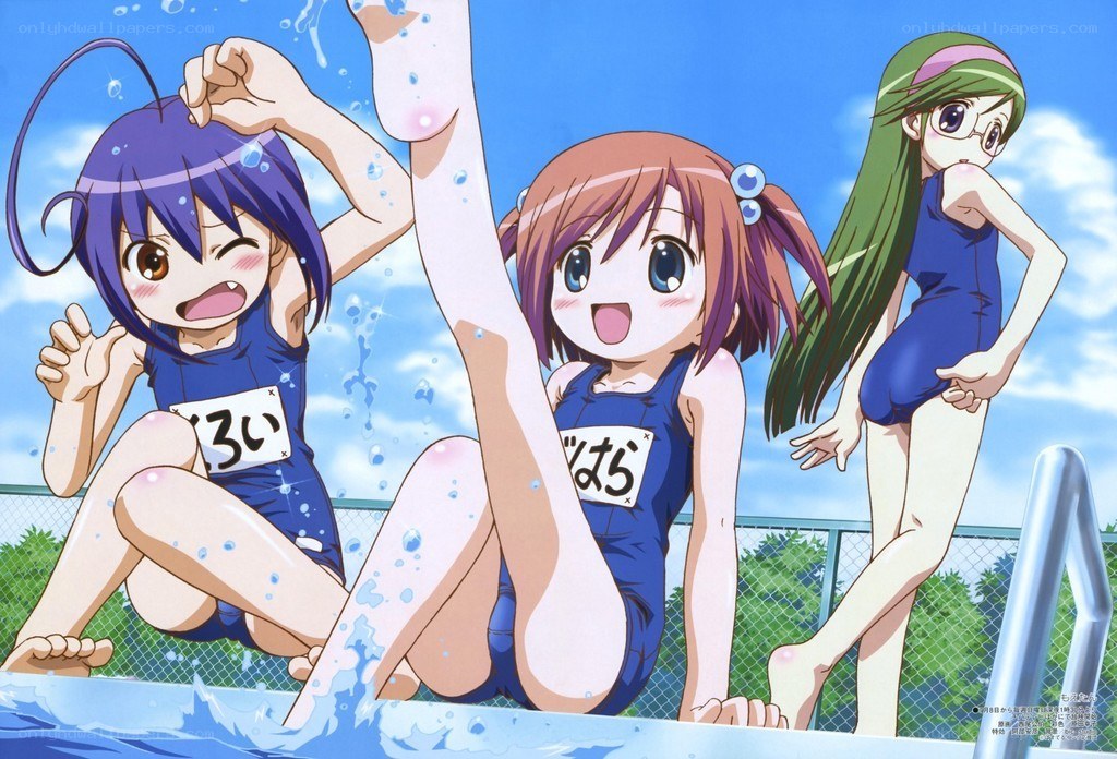 anime girls at the pool