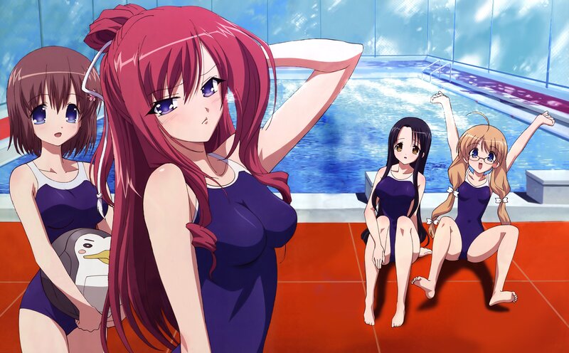 anime girls at the pool