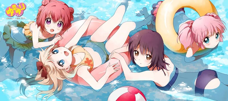Anime girls at the pool