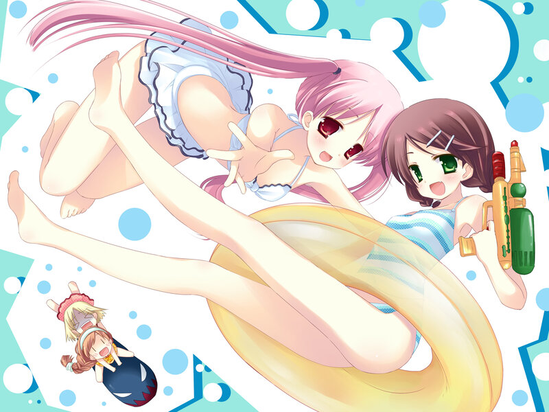 Anime girls at the pool