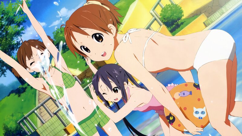 anime girls at the pool