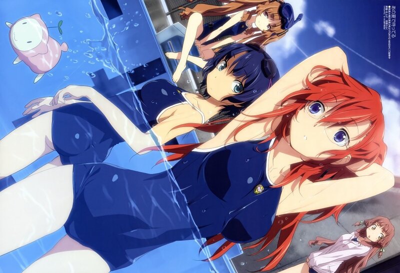 anime girls at the pool
