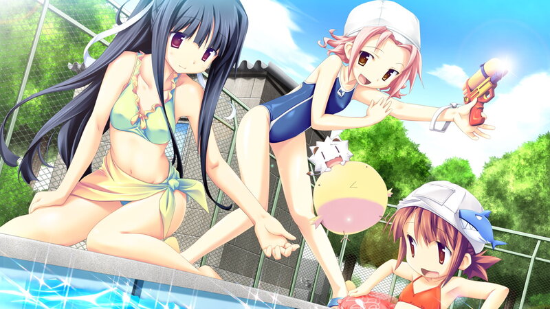 anime girls at the pool
