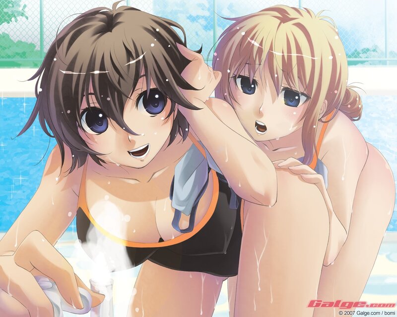 Anime girls at the pool