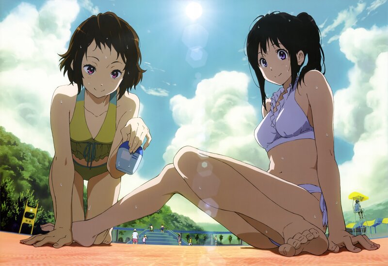 Anime girls at the pool