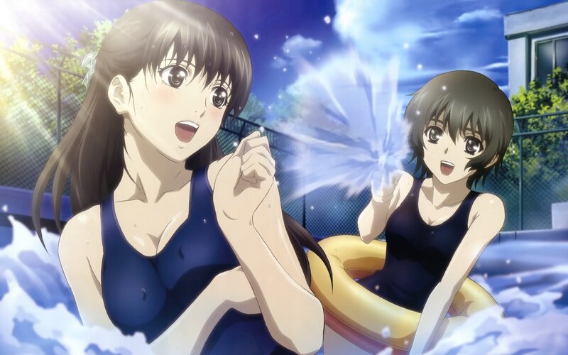 anime girls at the pool