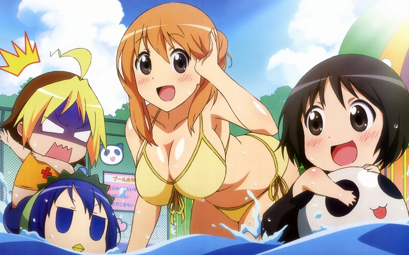 anime girls at the pool