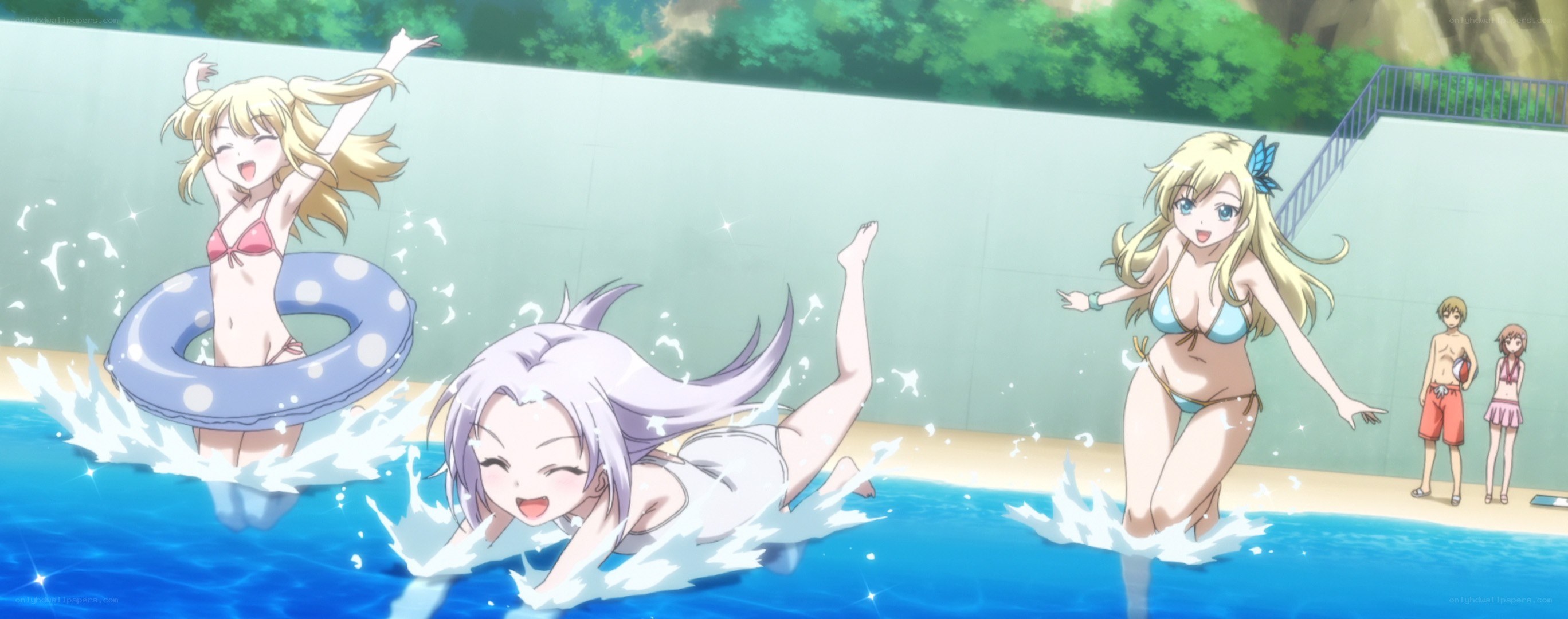 anime girls at the pool