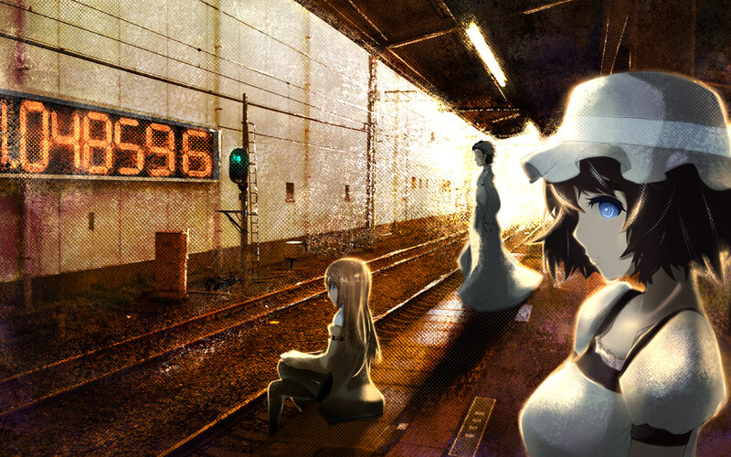 Anime Girls at Train Station — Brown