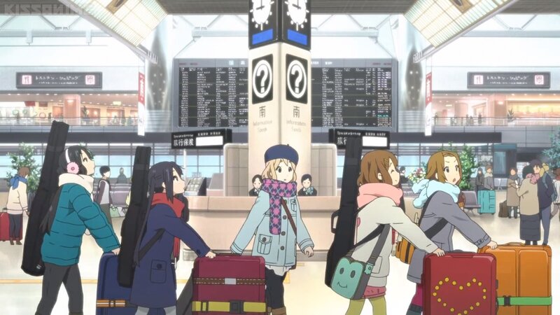 Anime Girls at Train Station — White