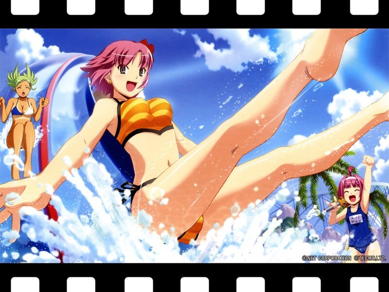 anime girls at water park