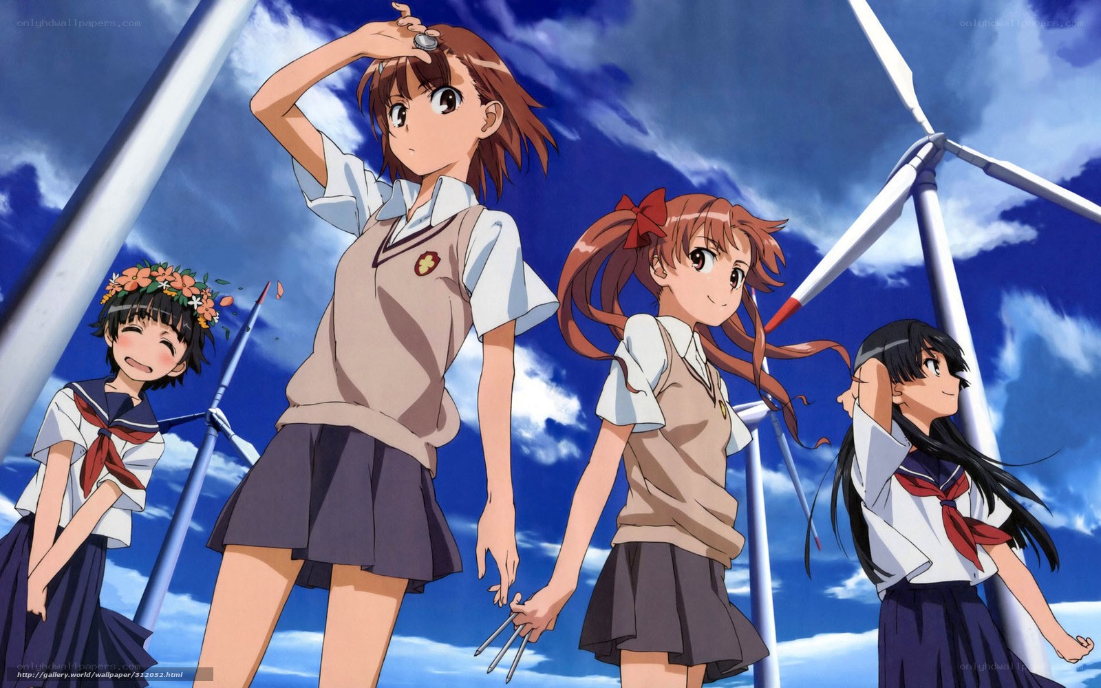 anime girls at wind farm