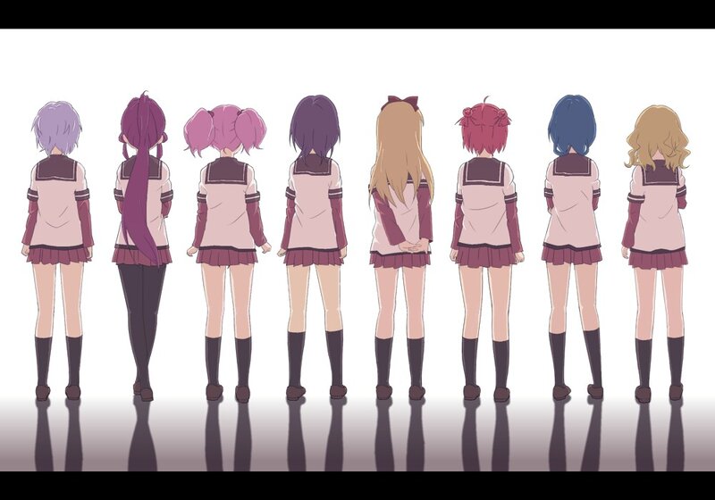 anime girls back view lineup