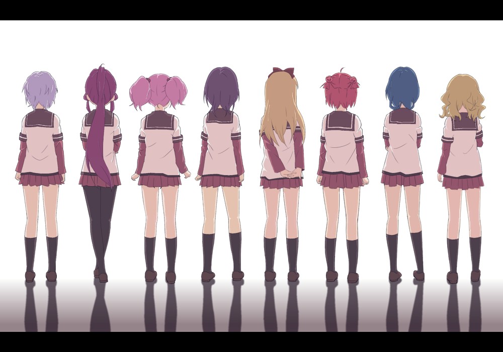 anime girls back view lineup