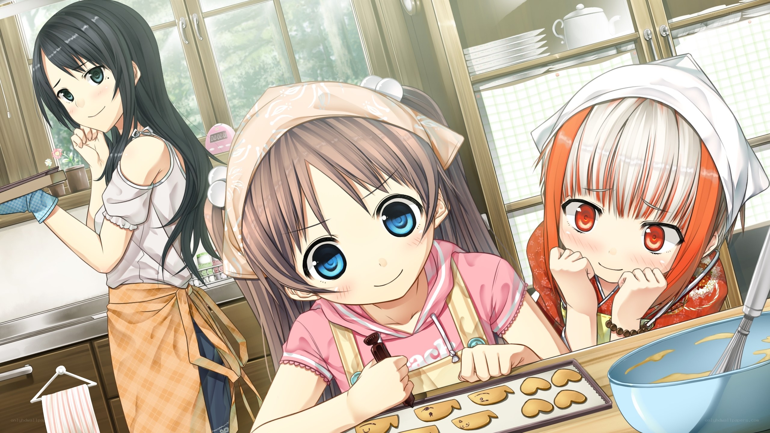 anime girls baking cookies