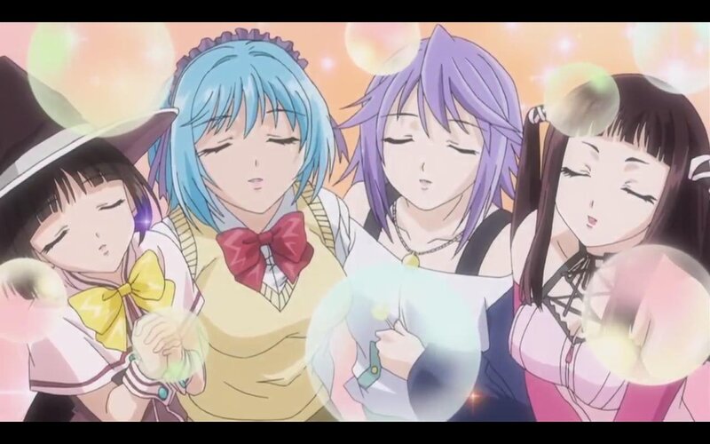 anime girls blowing bubbles