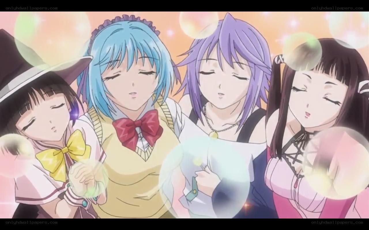 anime girls blowing bubbles