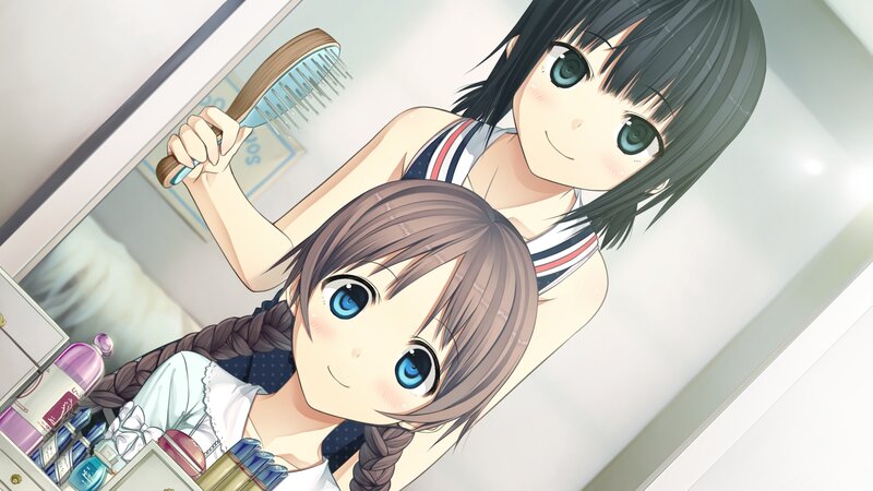 Anime girls brushing hair