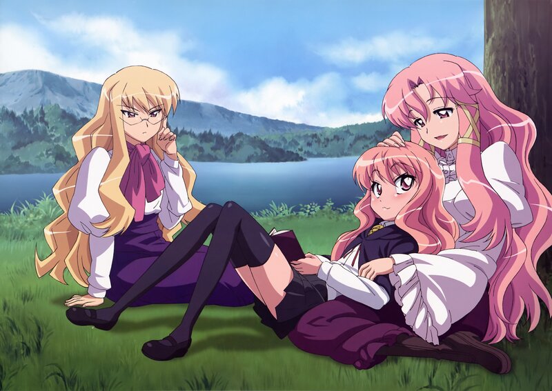 anime girls by a lake
