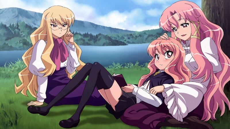 anime girls by a lake