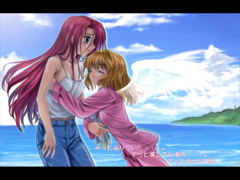 Anime girls by the sea