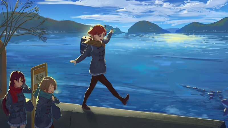 Anime Girls by the Water — Blue
