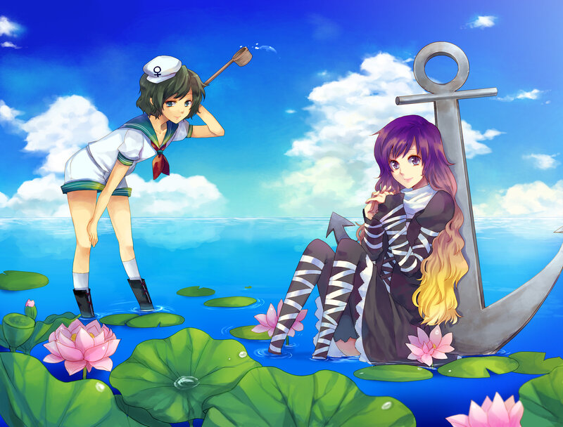 Anime girls by the water