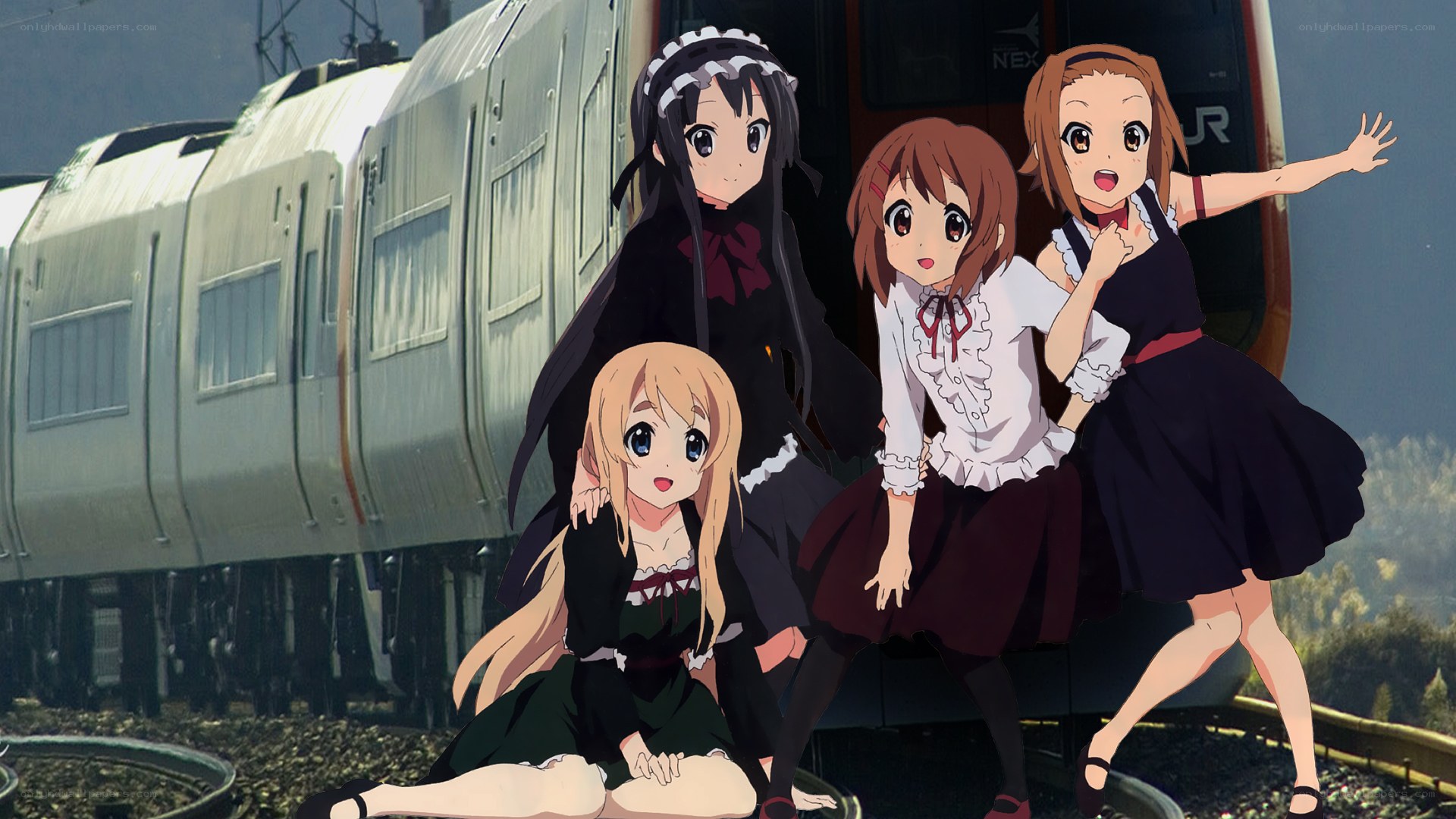 anime girls by train