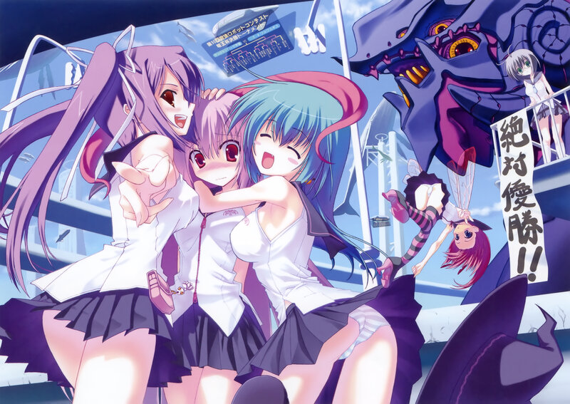 Anime girls celebrating victory