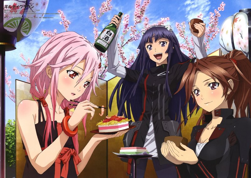 Anime girls celebrating with food