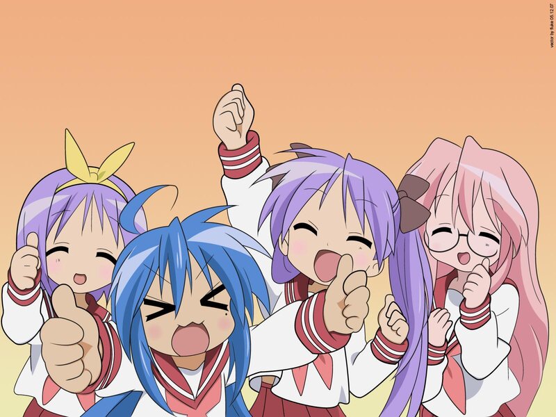 anime girls cheering together