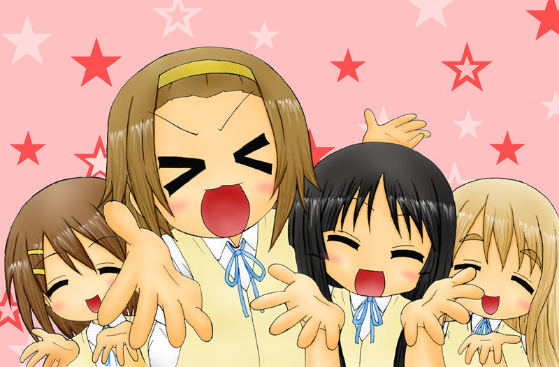 anime girls cheering together