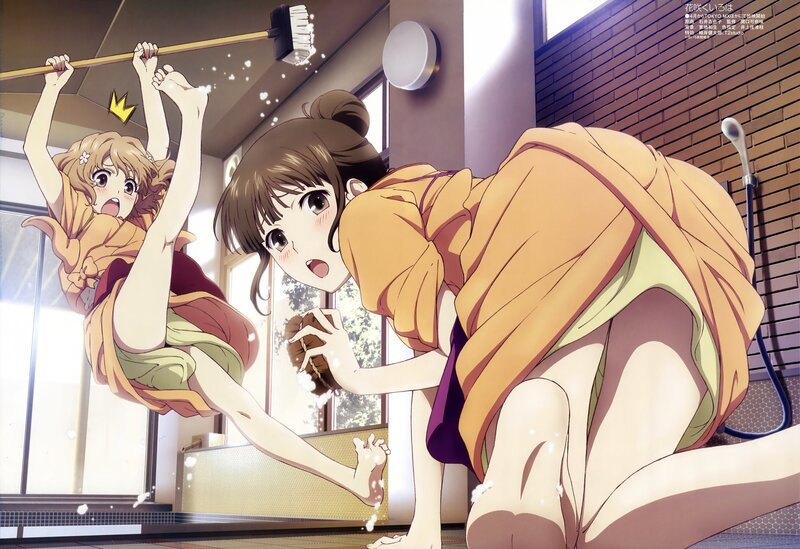 Anime girls cleaning bathroom