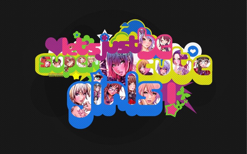 Anime Girls Collage — Blue, Playful