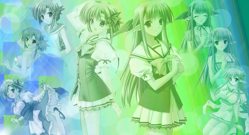 Anime Girls Collage — Green