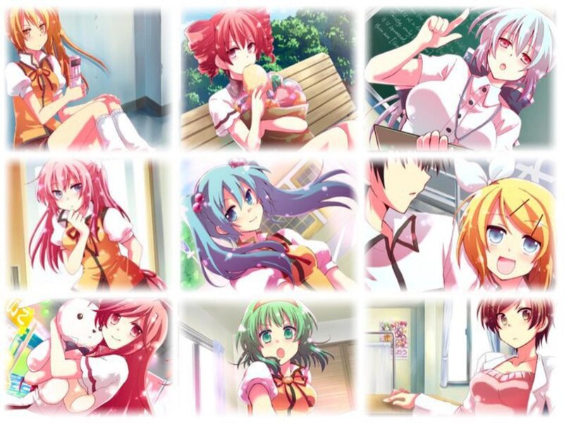 Anime Girls Collage — Pink, Cheerful