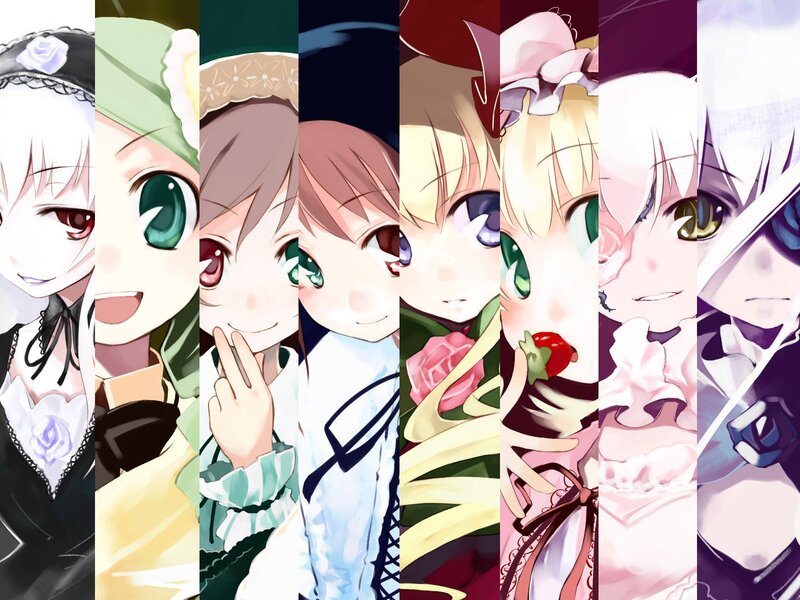 Anime Girls Collage — White