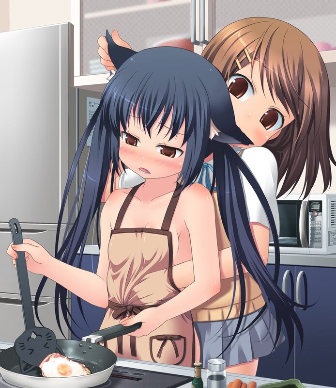 Anime girls cooking in kitchen